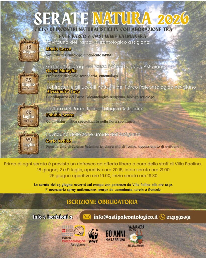 “Serate Natura” al Parco Paleontologico Astigiano